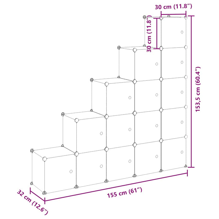 Organizator cub de depozitare cu uși, 15 cuburi, negru, PP - WALTI WALTI