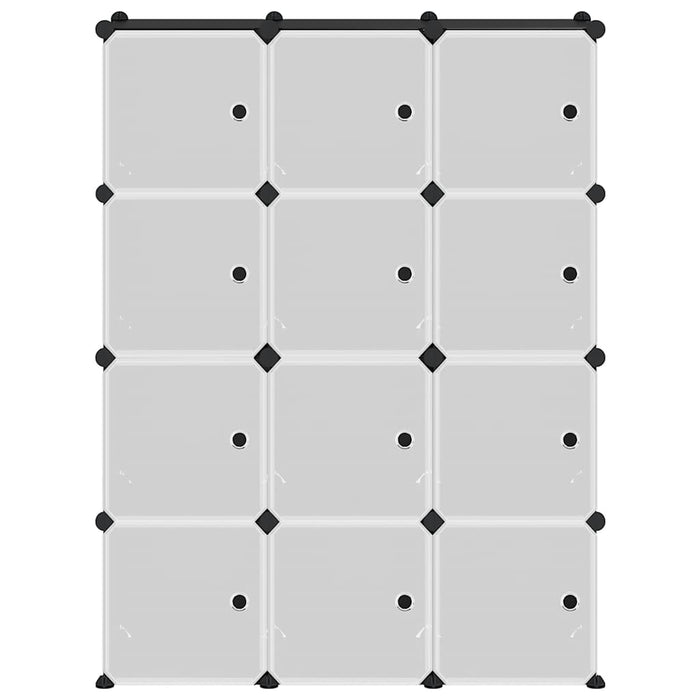 Organizator cub de depozitare cu uși, 12 cuburi, negru, PP - WALTI WALTI
