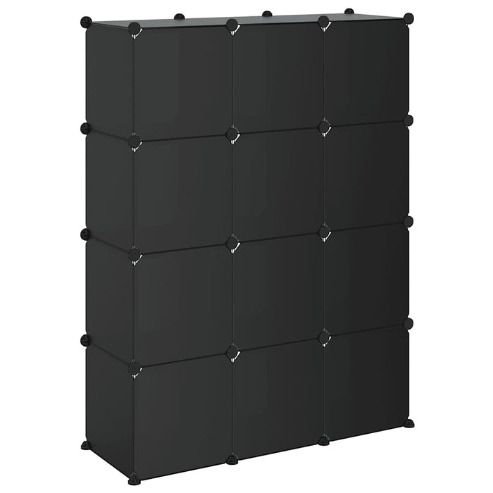 Organizator cub de depozitare cu uși, 12 cuburi, negru, PP - WALTI WALTI