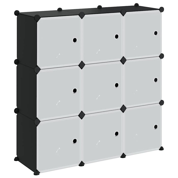 Organizator cub de depozitare cu 9 cuburi și uși PP negru WALTI