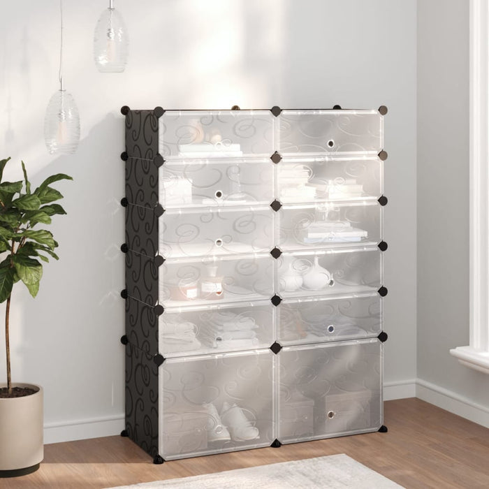 Suport de pantofi, negru, 94x37x125 cm, PP - WALTI WALTI