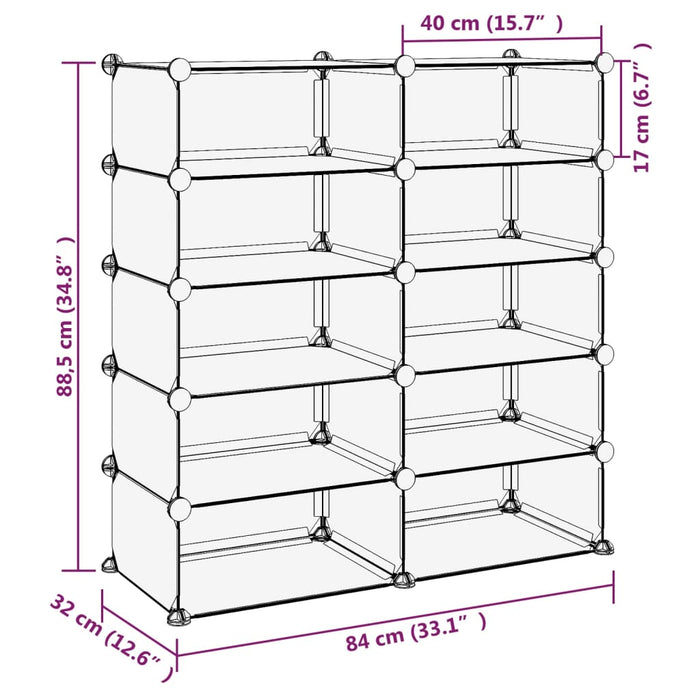 Suport de pantofi, transparent, 84x32x88,5 cm, PP - WALTI WALTI