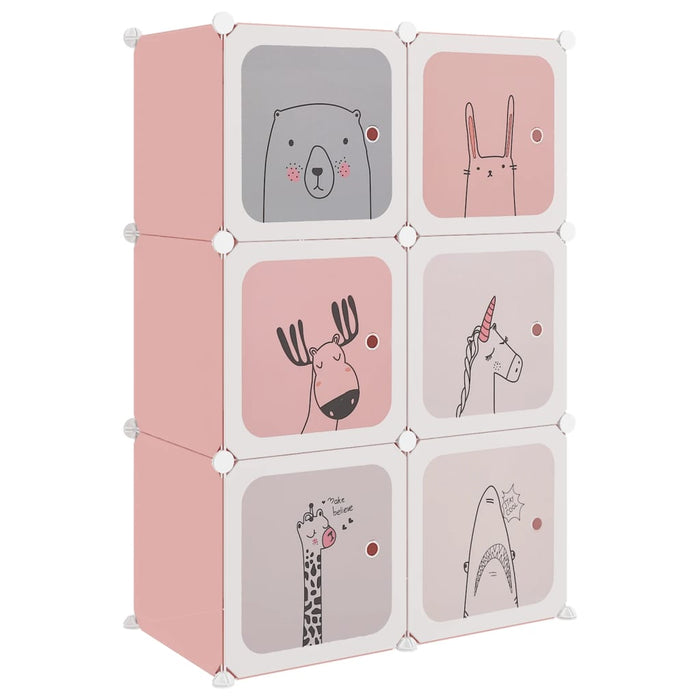 Dulap de depozitare cub pentru copii, 6 cuburi, roz, PP - WALTI WALTI