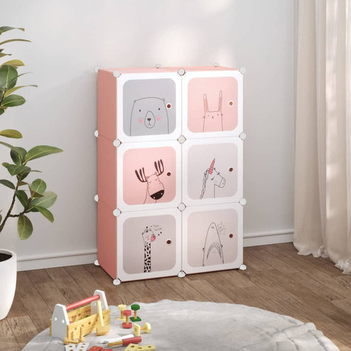 Dulap de depozitare cub pentru copii, 6 cuburi, roz, PP - WALTI WALTI