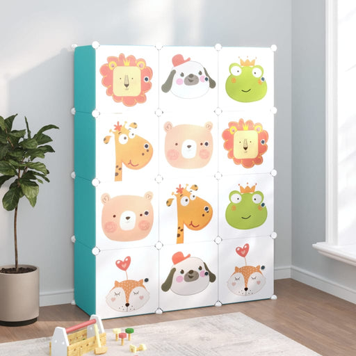 Dulap de depozitare cub pentru copii, 12 cuburi, verde, PP - WALTI WALTI