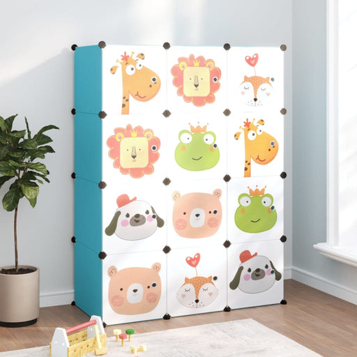 Dulap de depozitare cub pentru copii, 12 cuburi, albastru, PP - WALTI WALTI