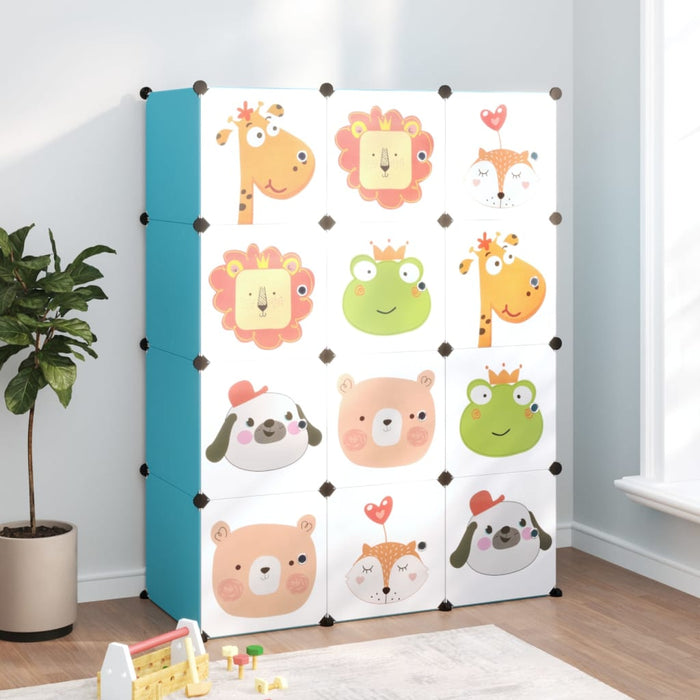 Dulap de depozitare cub pentru copii, 12 cuburi, albastru, PP - WALTI WALTI