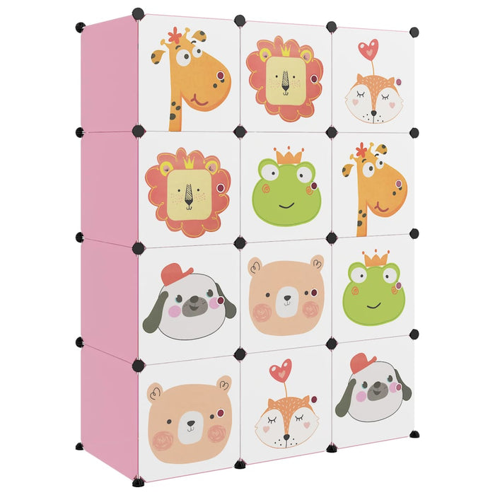 Dulap de depozitare cub pentru copii, 12 cuburi, roz, PP - WALTI WALTI