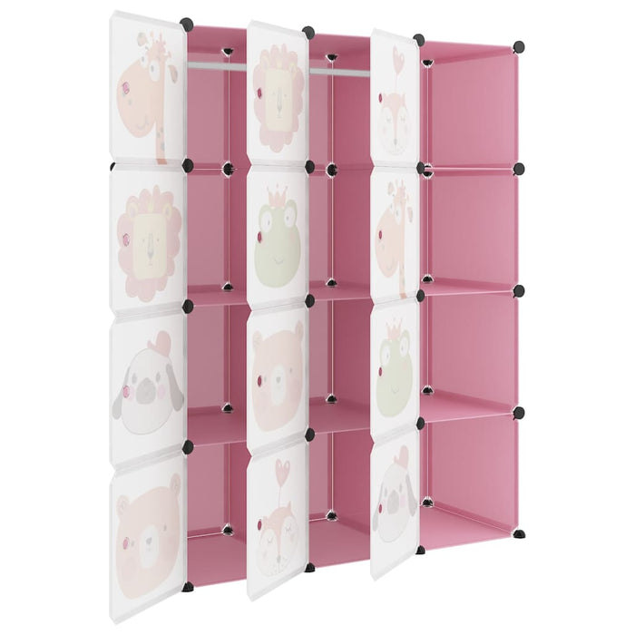 Dulap de depozitare cub pentru copii, 12 cuburi, roz, PP - WALTI WALTI