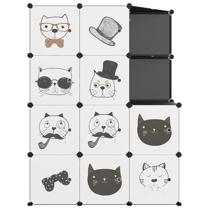 Dulap de depozitare cub pentru copii, 10 cuburi, negru, PP - WALTI WALTI