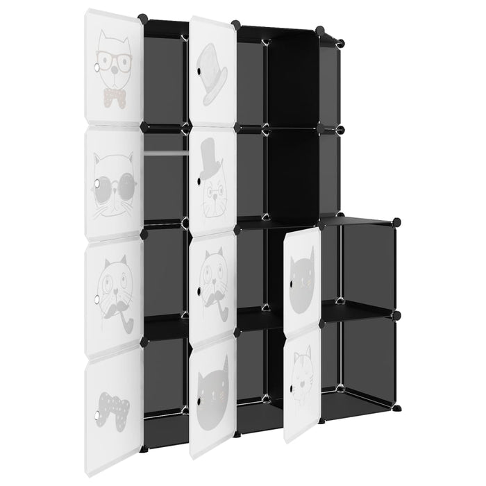 Dulap de depozitare cub pentru copii, 10 cuburi, negru, PP - WALTI WALTI