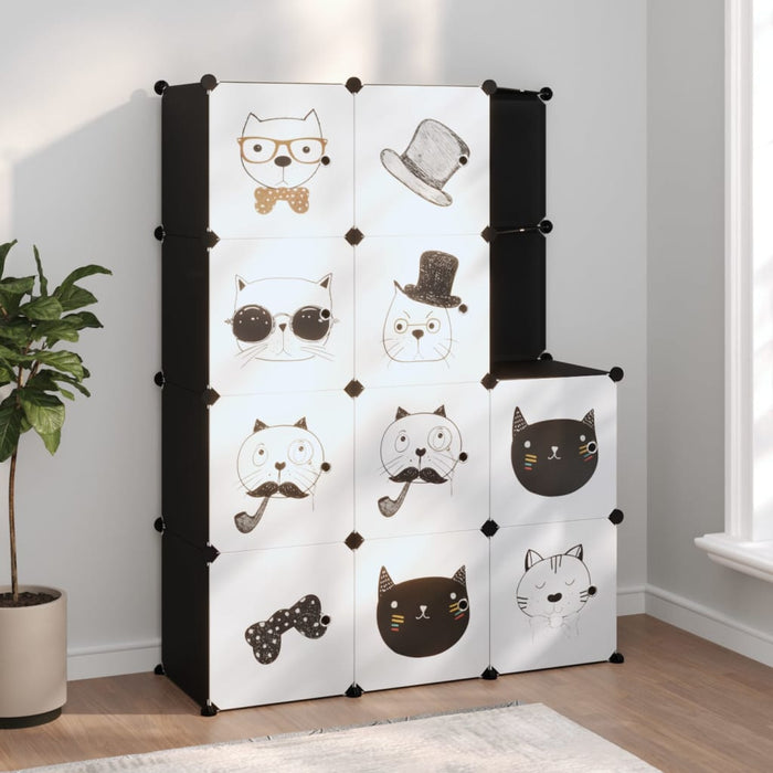 Dulap de depozitare cub pentru copii, 10 cuburi, negru, PP - WALTI WALTI