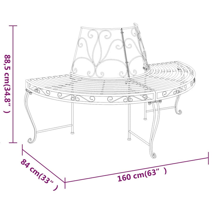 Bancă circulară de copac, 2 buc., negru, Ø160 cm, oțel - WALTI WALTI
