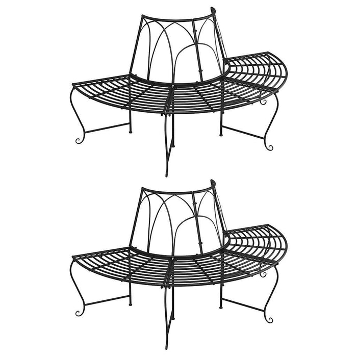 Bancă circulară de copac, 2 buc., negru, Ø159 cm, oțel - WALTI WALTI