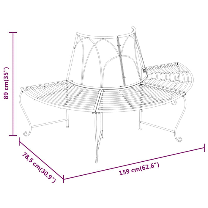 Bancă circulară de copac, 2 buc., negru, Ø159 cm, oțel - WALTI WALTI