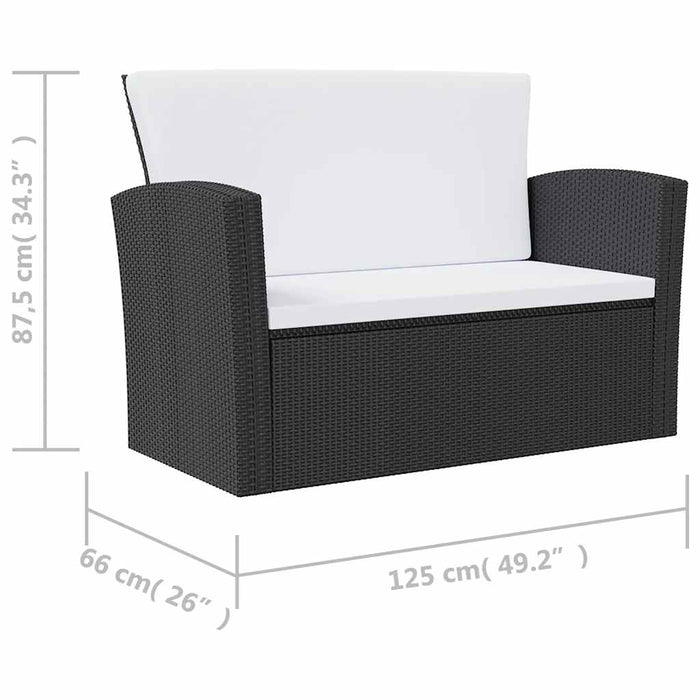 Set mobilier de grădină cu perne, 8 piese, negru, poliratan - WALTI WALTI