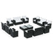 Set mobilier de grădină cu perne, 16 piese, negru, poliratan - WALTI WALTI