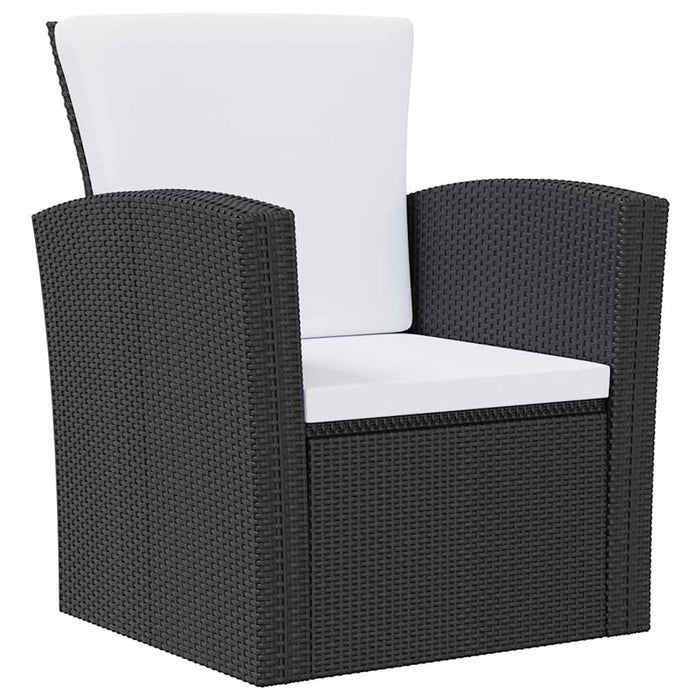 Set mobilier de grădină cu perne, 16 piese, negru, poliratan - WALTI WALTI