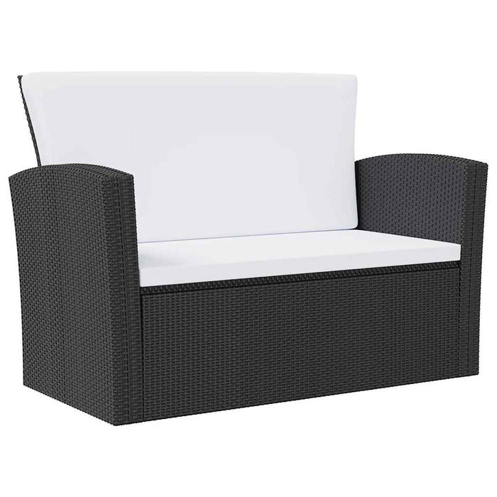 Set mobilier de grădină cu perne, 16 piese, negru, poliratan - WALTI WALTI