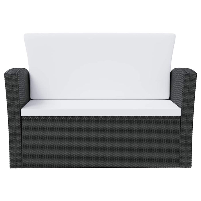 Set mobilier de grădină cu perne, 16 piese, negru, poliratan - WALTI WALTI