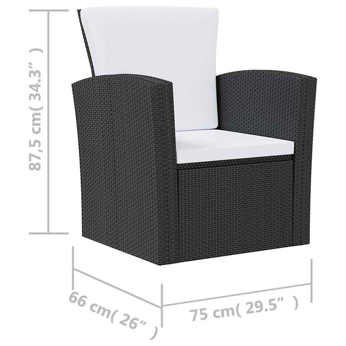 Set mobilier de grădină cu perne, 16 piese, negru, poliratan - WALTI WALTI