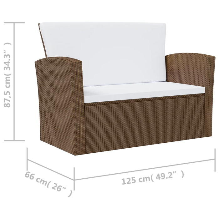 Set mobilier de grădină cu perne, 8 piese, maro, poliratan WALTI