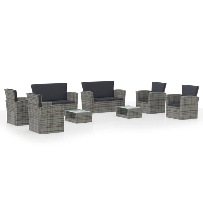 Set mobilier de grădină cu perne, 8 piese, gri, poliratan WALTI