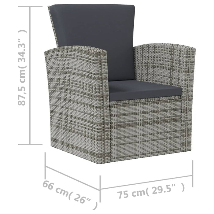 Set mobilier de grădină cu perne, 8 piese, gri, poliratan WALTI