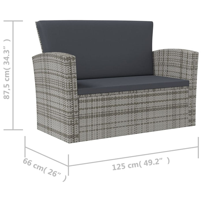 Set mobilier de grădină cu perne, 8 piese, gri, poliratan WALTI