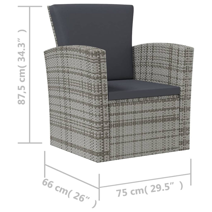 Set mobilier de grădină cu perne, 16 piese, gri, poliratan WALTI