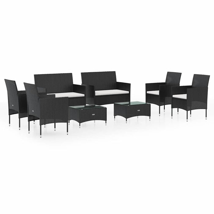 Set mobilier de grădină cu perne, 8 piese, negru, poliratan - WALTI WALTI