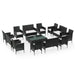 Set mobilier de grădină cu perne, 16 piese, negru, poliratan - WALTI WALTI