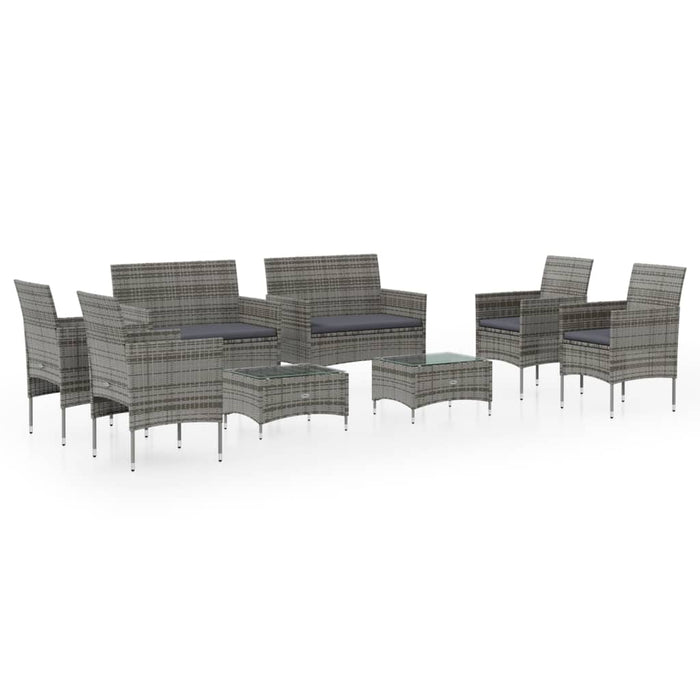 Set mobilier de grădină cu perne, 8 piese, gri, poliratan WALTI