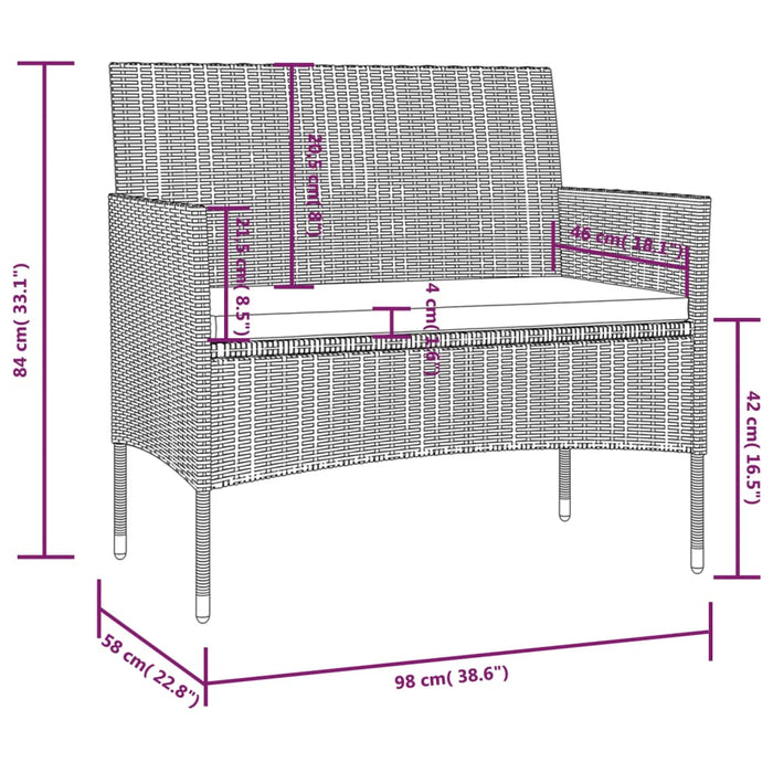 Set mobilier de grădină cu perne, 8 piese, gri, poliratan WALTI
