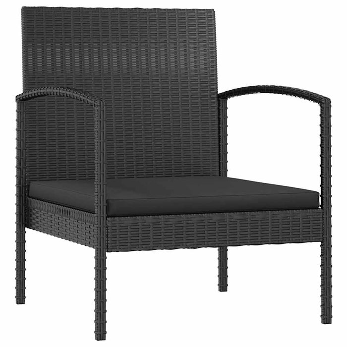 Set mobilier de grădină cu perne, 8 piese, negru, poliratan WALTI