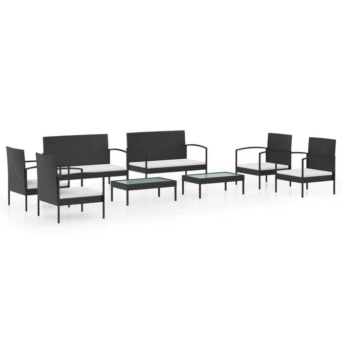 Set mobilier de grădină cu perne, 8 piese, negru, poliratan - WALTI WALTI