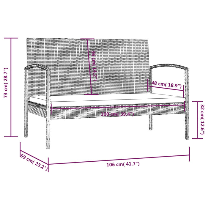 Set mobilier de grădină cu perne, 8 piese, negru, poliratan - WALTI WALTI