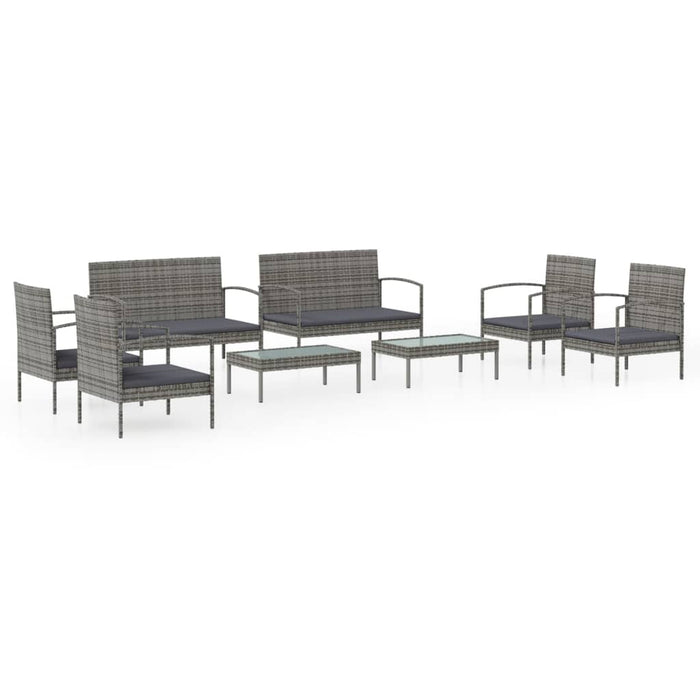 Set mobilier de grădină cu perne, 8 piese, gri, poliratan WALTI