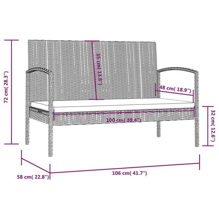 Set mobilier de grădină cu perne, 8 piese, gri, poliratan WALTI