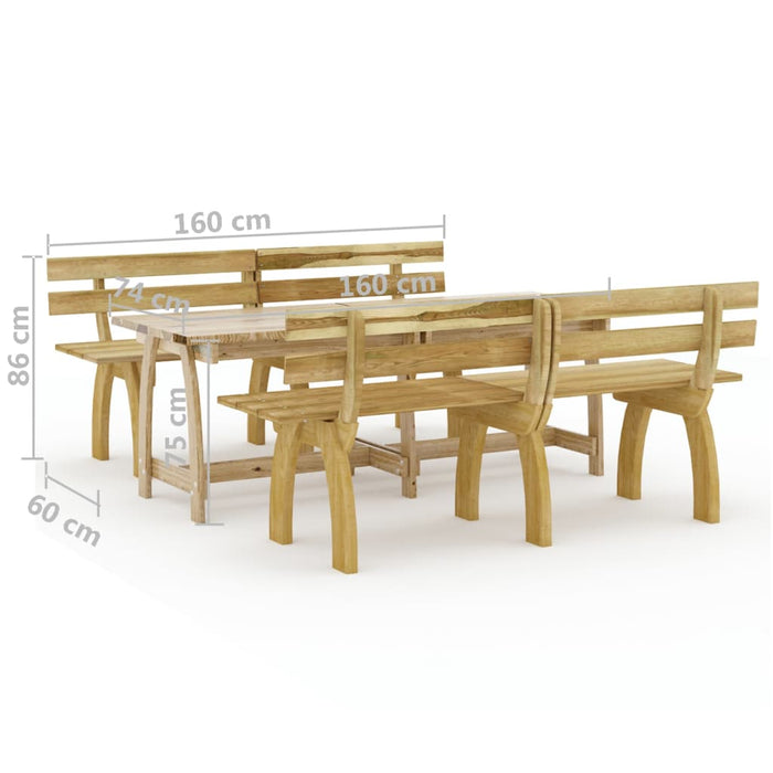 Set mobilier de exterior, 3 piese, lemn de pin tratat WALTI