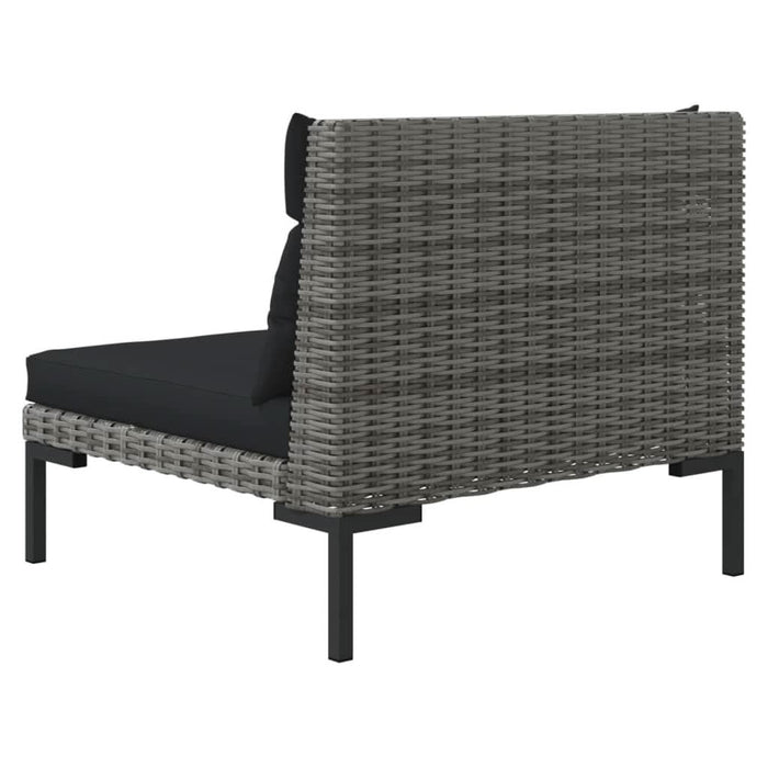 Set mobilier grădină 3 piese, gri închis, poliratan semi-rotund - WALTI WALTI