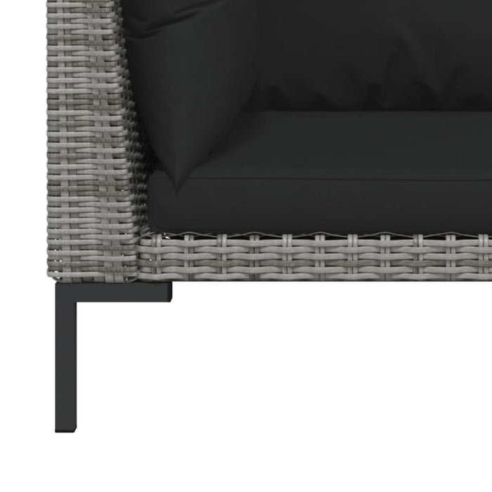 Set mobilier grădină 3 piese, gri închis, poliratan semi-rotund - WALTI WALTI