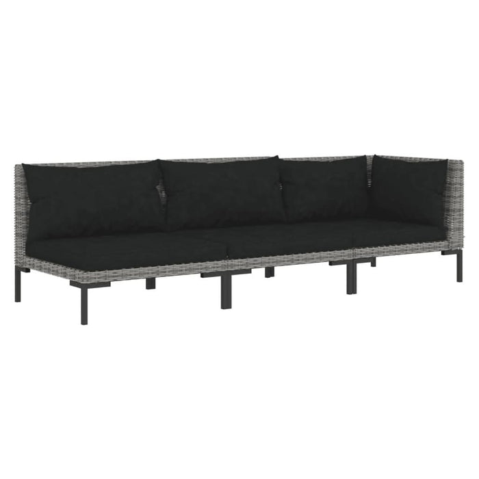Set mobilier grădină 3 piese, gri închis, poliratan semi-rotund - WALTI WALTI