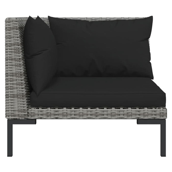 Set mobilier grădină 3 piese, gri închis, poliratan semi-rotund - WALTI WALTI