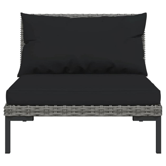 Set mobilier grădină 3 piese, gri închis, poliratan semi-rotund - WALTI WALTI