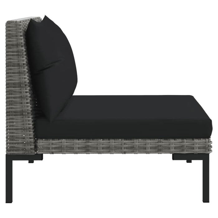 Set mobilier grădină 3 piese, gri închis, poliratan semi-rotund - WALTI WALTI