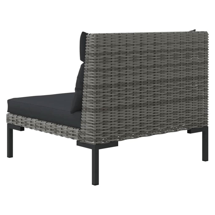 Set mobilier grădină 3 piese, gri închis, poliratan semi-rotund - WALTI WALTI
