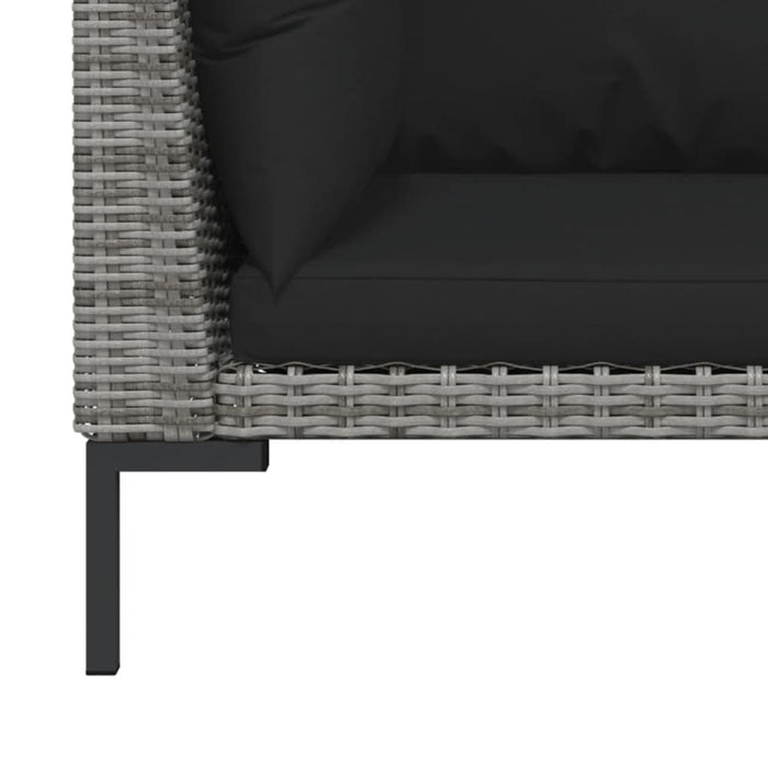 Set mobilier grădină 3 piese, gri închis, poliratan semi-rotund - WALTI WALTI