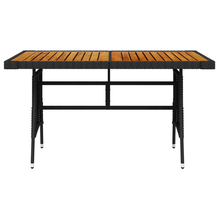 Masă grădină, negru, 130x70x72 cm, poliratan/lemn masiv acacia - WALTI WALTI