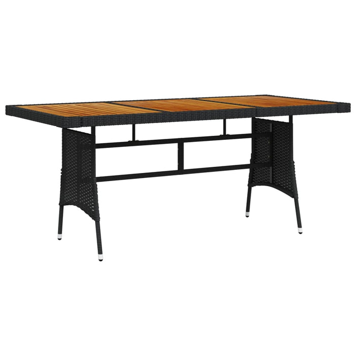 Masă de grădină negru 160x70x72 cm poliratan/lemn masiv acacia - WALTI WALTI
